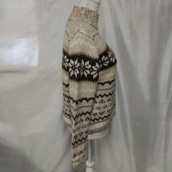 Sonoma Natural Marbled Wool Turtleneck Long Sleeve Pullover Fair Isle Sweater - Picture 3 of 8